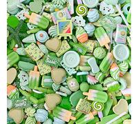 50 pcs Mignon Slime Charms Ensemble Mixte Résine Flatback pour DIY Artisanat Fabrication Assorties Bonbons Gâteau Aux Fruits Résine Cadeaux De Noël Trellis Résine Ornement Kit Faire Fournitures