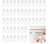 50 Pices Crochet Rideau Rail Glisseurs pour Rail Rideaux Plastique roulettes Rideaux Blanc Tringle Rideau Coulissant Crochet Forte C
