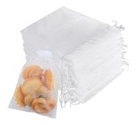 50 Pièce Blanc Sachets en Organza avec Cordon de Serrage,7 x 9 cm Petits Sacs Cadeaux,Sachets Pochettes Cadeau en Organza,Mini Pochettes Cadeau,pour Mariage,Bijoux