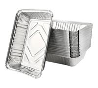 50 Pièces 1000ml Barquette Aluminium Barbecue, Plat Aluminium Jetable, Barquette en Aluminium Rectangulaire, Barbecue Plateaux