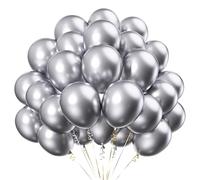 50 Pièces 12 Pouces Ballon Argenté Métalliques,Ballons Baudruche chromé Argenté Ballon hélium de Haute Qualité pour Fêtes