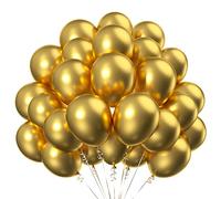 50 Pièces 12 Pouces Ballon Doré Métalliques,Ballons Baudruche chromé Doré Ballon hélium de Haute Qualité pour Fêtes