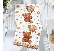 50 pièces/25 pièces, 33 cm x 33 cm Serviettes en papier jetables sur le thème de l'ours en peluche marron, convenant à diverses fêtes à thème et à une utilisation quotidienne, rehaussant l'atmosphère 