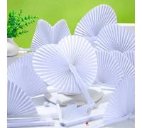 50 pièces/30 pièces/10 pièces Éventails pliables en papier blanc, éventails portables pliables pour femmes, éventails pliables en forme de cœur pour décoration de mariage pour la mariée, les invités, 