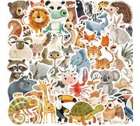 50 pièces Autocollants d'animaux mignons et colorés, autocollants en vinyle de zoo kawaii, fournitures d'artisanat, pack d'autocollants d'animaux, décoration faite maison, journal & scrapbooking, four