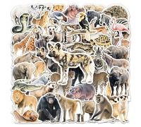 50 pièces Autocollants d'animaux mignons, incluant des animaux de zoo, des animaux sauvages, des autocollants d'animaux de la jungle, convenant pour les bouteilles d'eau, les ordinateurs, les ordinate