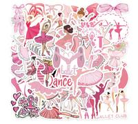 50 pièces Autocollants de ballet roses Fille de ballerine de bande dessinée Matériel de cahier créatif Étui de téléphone Ordinateur portable Valise Casque Skateboard Autocollants décoratifs Polychloru