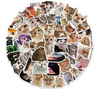 50 pièces Autocollants d'expressions amusantes, Autocollants de chats mignons, Autocollants de chats d'expression, Autocollants de chats de dessin animé amusants, Autocollants d'expressions animales, 