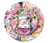 50 pièces Autocollants Graffiti MEME Animaux Esthétiques Roses, Décoration Cadeau Anime, Vinyle Imperméable, Convient pour Ordinateur Portable, Téléphone, Voiture, Skateboard, Bouteille d'Eau, Scrapbo