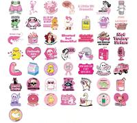 50 pièces Autocollants MEME de dessin animal esthétique rose, décoration cadeau anime, vinyle imperméable, convient pour ordinateur portable, téléphone, voiture, planche à roulettes, bouteille d'eau,