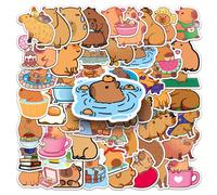 50 pièces Autocollants mignons de Capybara de bande dessinée pour ordinateur portable, réfrigérateur, valise, voiture, planche à roulettes, album, moto, bouteille d'eau, scrapbooking, boîtes DIY, étiq
