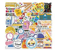 50 pièces Autocollants mignons de dessin animé pour la rentrée scolaire, autocollants imperméables pour cahier, bureau, sac à dos, coque de téléphone, fournitures scolaires de scrapbooking Polychlorur