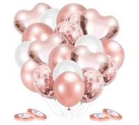50 Pièces Ballons Or Rose Coeur Saint Valentin, Ballon Confettis Or Rose Set, Ballon Aluminium Coeur Rose Gold pour Mariage, Activité Commerciale, Décoration de Fête d'anniversaire