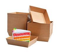50 Pièces Barquettes en Carton Kraft, Assiette Brune en Carton, Plateaux Alimentaires Jetables en Papier Kraft, Bol Jetable Carton pour Collations Frites Salade Sushis Gâteau (9 x 9 x 3,5 cm)