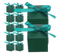 50 Pièces Boîte à Friandises en Papier Kraft Vert | Format Carré, Design Multifonction, Ruban, pour Anniversaires, Grands Événements, Présentation Soignée