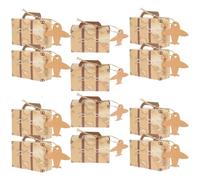 50 Pièces Boîte Présent Valise Vintage pour Mariage, Grand Format | Poignée de Transport, Carton Blanc et Papier Kraft, Rangement et Présentation des Dragées