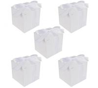 50 Pièces Boites à Dragées en Papier Kraft, Boîte à Bonbons en Papier, Coffret Cadeau avec Ruban, Carré Boîte De Papier Kraft à Bonbon pour Biscuits, Bonbons, Collations, Fêtes, Mariages (blanc)