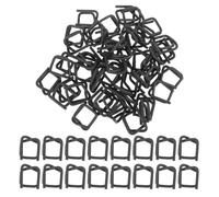 50 pièces Boucles Métalliques de Cerclage, et Palettes 3,8x3x1,2cm | Acier Phosphaté Noir, Ouverture Latérale, Insertion Rapide, Fermeture Amovible pour Cordes Nylon et Bagages Groupés