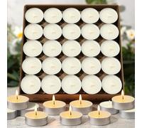 50 pièces Bougies chauffe-plat sans parfum | Durée de combustion de 4 heures, blanches, sans fumée et sans goutte, petites bougies | Longue durée et durables, conviennent pour la maison, les mariages,