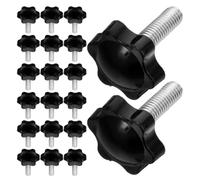 50 Pièces Bouton Fileté en Plastique et Acier Noir M6x25mm