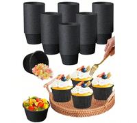 50 pièces Caissettes à Cupcakes, Moules à Muffins Résistants à l'Huile avec Bords en Feuille d'Aluminium, Convient pour les Fêtes, Halloween, Célébrations en Famille et entre Amis, Cuisine, École Tail