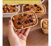50 pièces Caissettes de cuisson anti-adhésives, conviennent pour le pain, les petits gâteaux, les desserts - Moule à muffins mini rectangulaire, texturé, empilable, en papier, cuit uniformément, étanc