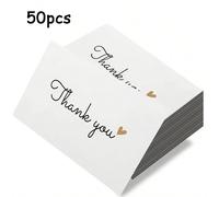 50 pièces Cartes de remerciement brillantes en anglais, parfaites pour l'anniversaire, le mariage, les petites entreprises et les emballages de boutique en ligne, pour toutes les occasions, 3,5 x 2,1 