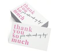 50 pièces Cartes de remerciement roses, Merci beaucoup votre commande a fait ma journée Cartes de vœux pour l'emballage des petites entreprises, Notes de remerciement mignonnes minimalistes, Cartes d'