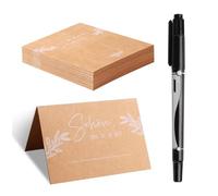 50 pièces de cartes de table pour mariage, cartes de fête, cartes de place pour anniversaire, cartes pour communion, confirmation, cartes de place vierges avec stylo de marquage, étiquettes de nom