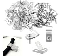 50 pièces de Pinces de Fixation pour Clôtures en Acier Inoxydable, Attaches Grillage Rigide avec Vis pour Fixation Murale Grillage Rigide sur Poteau, Pinces de Fixation pour Ø 4-5mm Câbles Tuyaux