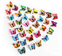 50 pièces Décoration murale papillon - Ailes de papillon en plastique pliables amovibles et imperméables, autocollants muraux réutilisables pour salon, chambre à coucher, chambre d'enfant, fête, maria