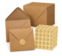 50 Pièces Enveloppe en papier Kraft Marron, Enveloppe Vintage C6 A6 Sans Fenêtre en Papier 120 g/m² Avec Autocollant de Sceau, Beige et Pour Cartes, Enveloppe Invitation, Faire Part Mariage Naissance