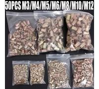 50 PIÈCES M3 M4 M5 M6 M8 M10 M12 Outils pour écrous à sertir en acier au carbone, écrous à sertir aveugles, écrous à insérer, outils multi-tailles M5 50pcs