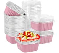 50 Pièces Mini Moule à Muffins,Moules à Gâteaux,150ml Plats de Cuisson Carrés en Papier D'aluminium Petites Boîtes à Pain