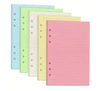 50 pièces Papier A5 coloré à feuilles mobiles, recharge de cahier à 6 anneaux, convient pour les classeurs, les journaux et les planificateurs - Fournitures de bureau, fournitures scolaires, rentrée s
