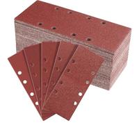50 Pieces Papier Abrasif Rectangulaire Feuilles Abrasives pour Ponceuse Vibrante Papier de Verre Bois Metal Carrosserie Papier a Poncer Haute Resistance aux Dechirures Fortes