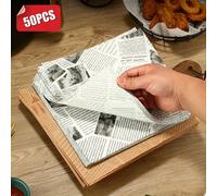 50 pièces papier de cuisson, papier sulfurisé, papier d'emballage pour sandwich, papier séparateur d'huile pour hamburgers et frites, tapis de papier anti-huile pour en-cas frits, doublures carrées an