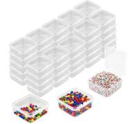50 Pièces Petite Boite de Rangement, 4,5 x 4,5 x 2 cm Mini Boite de Rangement Transparente en Plastique avec Couvercle,