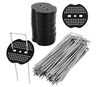 50 Pièces Piquets de Jardin avec 50 Rondelles,Garden Pegs Piquets de Fixation en Acier Galvanisé pour Le Jardin, Le Paillis et Le Gazon Artificiel,Fixation des tuyaux,150x40mm Ø 2.5mm