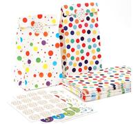 50 Pièces Pochette Cadeau Kraft, 18x9x6cm Sachet Anniversaire Enfant, Sachet Bonbon Anniversaire avec 78 Autocollants, Sac Petit Papier Cadeau, pour Fête d'anniversaire, Fête de mariage, Noël