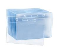 50 pièces Porte-badge d'identité facile à ouvrir en PVC transparent, protège-étiquette nom Souple, Transparent, Horizontal & Vertical (M, Horizontale)
