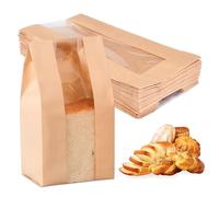 50 Pieces Sacs en Papier avec Fenêtre, Sachets en Papier Kraft Marron avec Fenetre, Sachet Papier, Sachet Kraft Alimentaire pour Biscuits, Bonbons, Pain Pâtisserie
