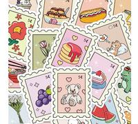 50 pièces Série de timbres mignons de bande dessinée, convient pour le scrapbooking, le journal intime, le cahier, la bouteille d'eau, la voiture, conception axée sur la foi avec des messages positifs