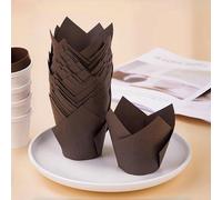 50 pièces/set Caissette à gâteau en papier, caissette à cupcake en papier unicolore moderne pour la cuisine et la rentrée scolaire Blanc,marron,vraie couleurPapetier