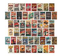 50 pièces Set d'œuvres murales de style industriel vintage 10 x 15 cm - Posters esthétiques de voitures et kit de collage pour la décoration de chambre rétro, les dortoirs d'adolescents et les présent