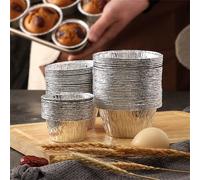 50 pièces/set Tasses 110ml Pâtisserie Œuf Tarte Avec Base Jetable Rond Tarte Pour Les Gâteaux , , , Petits Gâteaux Et Taille UniqueAluminium