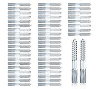 50 Pièces Vis Double Filetage M8 x 60 mm, Vis à Double Filetage | Boulons de Suspension Torx, Bois Goujon Tige Filetée pour Assemblage de Meubles et Fixation