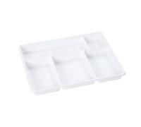 50 Plateaux Repas 5 Compartiments Blancs 290 x 224 x H. 30 mm en PS Pratiques et Résistants pour Usage Alimentaire - D-Work