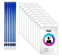 50 pochettes transparentes en PVC pour cartes d'identité avec cordons – Pochettes imperméables pour cartes d'identité destinées aux salons professionnels, aux entreprises et aux écoles (format vertica