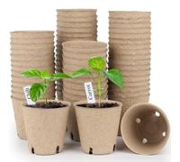 50 Pots Plantes 8cm Biodégradables avec Trous Drainage(A) | Diamètre 8cm, trous drainage stratégiques, matériau pour papier plastique, décomposition naturelle, croissance saine